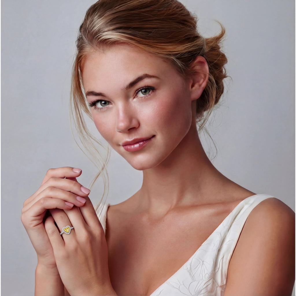 Golden Heart Halo Ring | Zelvra